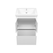 Алиса - 58 тумба 1 ящ. напольная белая эмаль / раковина