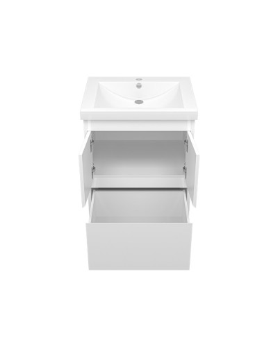 Алиса - 58 тумба 1 ящ. напольная белая эмаль / раковина