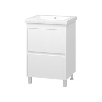 Алиса - 58 тумба 1 ящ. напольная белая эмаль / раковина