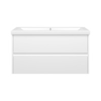 Алиса-100 тумба 2 ящ. подвесная белая эмаль / раковина