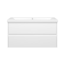 Алиса-100 тумба 2 ящ. подвесная белая эмаль / раковина