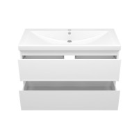 Алиса-100 тумба 2 ящ. подвесная белая эмаль / раковина