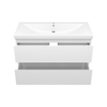 Алиса-100 тумба 2 ящ. подвесная белая эмаль / раковина