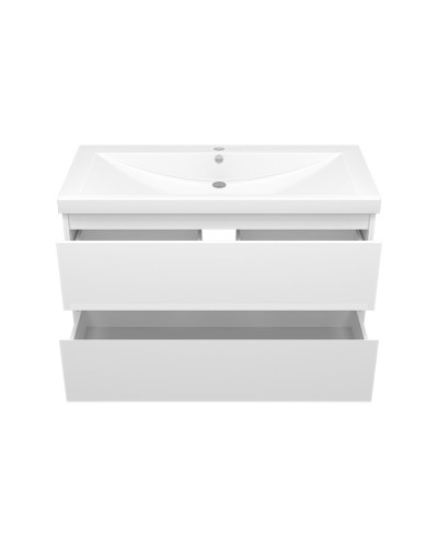 Алиса-100 тумба 2 ящ. подвесная белая эмаль / раковина