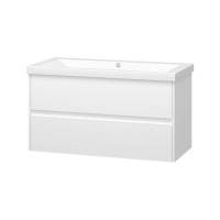 Алиса-100 тумба 2 ящ. подвесная белая эмаль / раковина