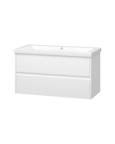 Алиса-100 тумба 2 ящ. подвесная белая эмаль / раковина