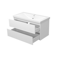 Алиса-100 тумба 2 ящ. подвесная белая эмаль / раковина