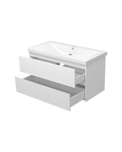 Алиса-100 тумба 2 ящ. подвесная белая эмаль / раковина