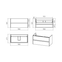 Алиса-100 тумба 2 ящ. подвесная белая эмаль / раковина