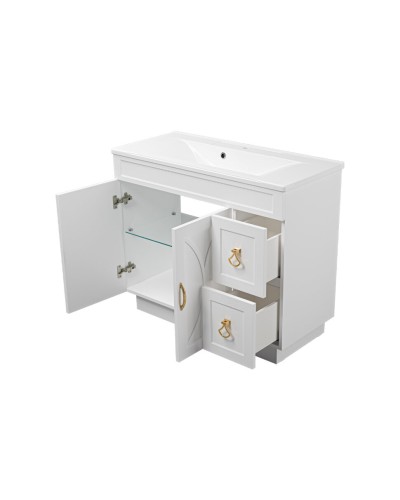 Амбра -100 тумба белая с 2 ящ. / раковина