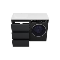 GRAFIT - 60 Тумба напольная 3 ящ. Графит под стиральную машину / раковина Даллас 130 левая