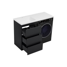 GRAFIT - 60 Тумба напольная 3 ящ. Графит под стиральную машину / раковина Даллас 130 левая