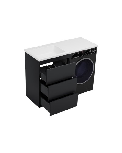 GRAFIT - 60 Тумба напольная 3 ящ. Графит под стиральную машину / раковина Даллас 130 левая