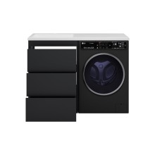 GRAFIT - 60 Тумба напольная 3 ящ. Графит под стиральную машину / раковина Даллас 130 левая