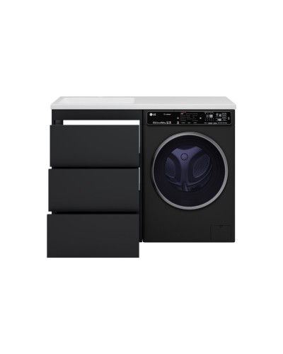 GRAFIT - 60 Тумба напольная 3 ящ. Графит под стиральную машину / раковина Даллас 130 левая