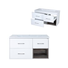 Фетта -100 Тумба белая подв. с 3 ящ. и нишей / раковина