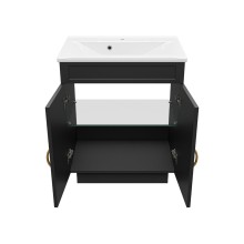 Амбра - 70 тумба прямая черная матовая / раковина