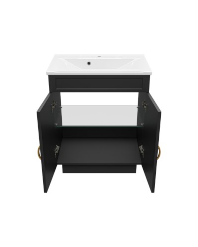 Амбра - 70 тумба прямая черная матовая / раковина