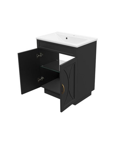 Амбра - 70 тумба прямая черная матовая / раковина