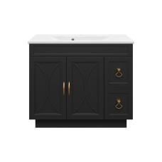 Амбра -100 Тумба черная матовая с 2 ящ. / раковина