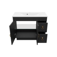 Амбра -100 Тумба черная матовая с 2 ящ. / раковина