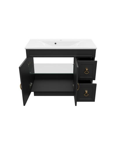 Амбра -100 Тумба черная матовая с 2 ящ. / раковина