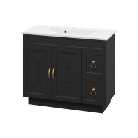 Амбра -100 Тумба черная матовая с 2 ящ. / раковина