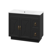 Амбра -100 Тумба черная матовая с 2 ящ. / раковина