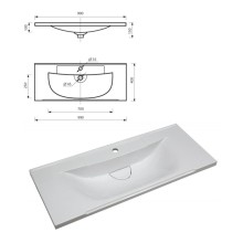 Амбра -100 Тумба черная матовая с 2 ящ. / раковина