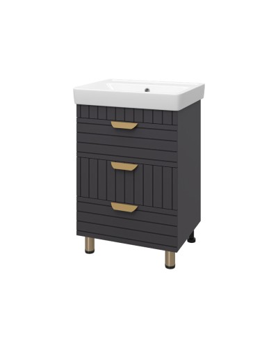 GLOSTER - 60 Тумба с 3 ящ. напольная, графит / раковина