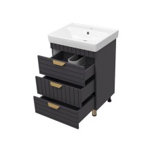 GLOSTER - 60 Тумба с 3 ящ. напольная, графит / раковина