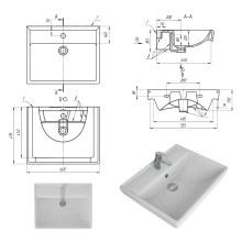 GLOSTER - 60 Тумба с 3 ящ. напольная, графит / раковина