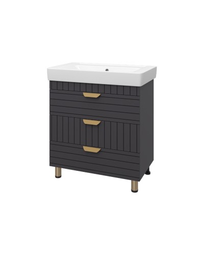 GLOSTER - 80 Тумба с 3 ящ. напольная, графит / раковина