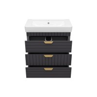 GLOSTER - 80 Тумба с 3 ящ. напольная, графит / раковина