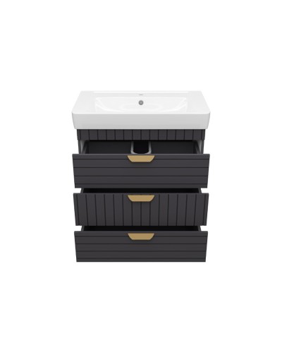 GLOSTER - 80 Тумба с 3 ящ. напольная, графит / раковина