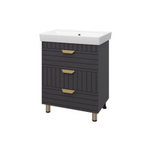 GLOSTER - 70 Тумба с 3 ящ. напольная, графит / раковина