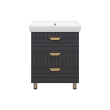 GLOSTER - 70 Тумба с 3 ящ. напольная, графит / раковина