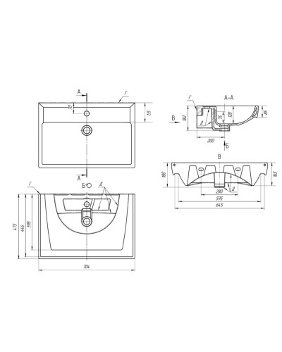 GLOSTER - 70 Тумба с 3 ящ. напольная, графит / раковина