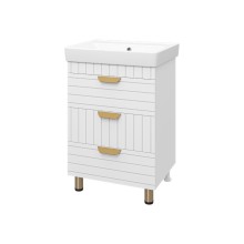 GLOSTER - 60 Тумба с 3 ящ. напольная, белый / раковина