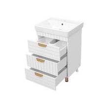 GLOSTER - 60 Тумба с 3 ящ. напольная, белый / раковина