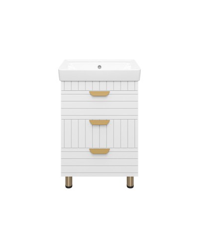 GLOSTER - 60 Тумба с 3 ящ. напольная, белый / раковина