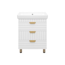 GLOSTER - 70 Тумба с 3 ящ. напольная, белый / раковина