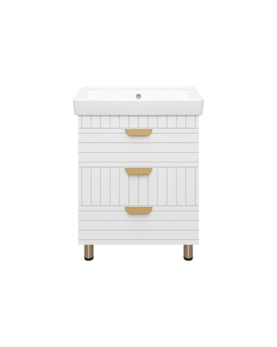 GLOSTER - 70 Тумба с 3 ящ. напольная, белый / раковина