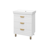 GLOSTER - 70 Тумба с 3 ящ. напольная, белый / раковина
