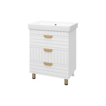 GLOSTER - 70 Тумба с 3 ящ. напольная, белый / раковина