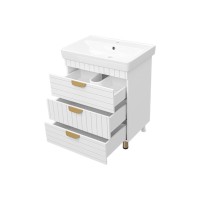 GLOSTER - 70 Тумба с 3 ящ. напольная, белый / раковина