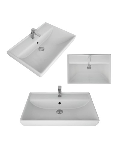 GLOSTER - 70 Тумба с 3 ящ. напольная, белый / раковина