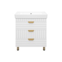 GLOSTER - 80 Тумба с 3 ящ. напольная, белый / раковина