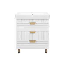 GLOSTER - 80 Тумба с 3 ящ. напольная, белый / раковина