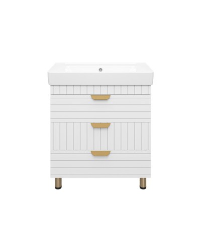 GLOSTER - 80 Тумба с 3 ящ. напольная, белый / раковина